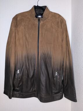 Maceoo Luxur Leather Lambskin Degrade Jacket Ombre Brown MSRP 999